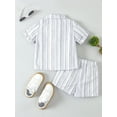 thumbnail image 3 of Biezeib Baby Boys Shorts Set, Striped Short Sleeve Shirt with Elastic Waist Shorts Summer Outfit, 3 of 9