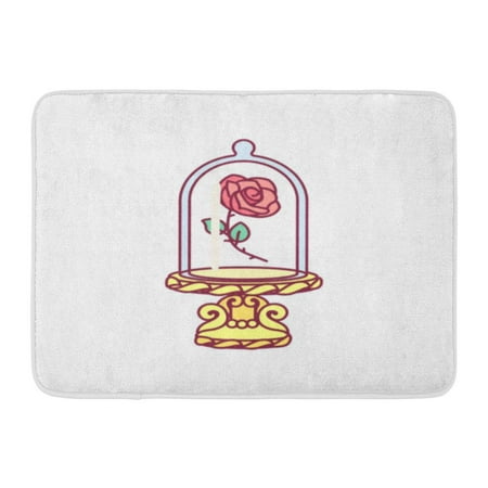 Red Floor Broom GODPOK Cute Blooming Rose Under Flask Glass Golden Stand Red Eternal Flower Royal Luxury Fairy Symbol Beauty Rug Doormat Bath Mat 23.6x15.7 inch ()