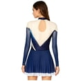 thumbnail image 2 of SiiRoh Women's Sparkly Rhinestone Figure Skating Dress Long Sleeve Keyhole Back Lyrical Dance Dress Navy Blue L, 2 of 6