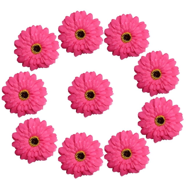 10 Piezas de Flores Artificiales de Seda, Adornos para el Hogar Rosa roja
