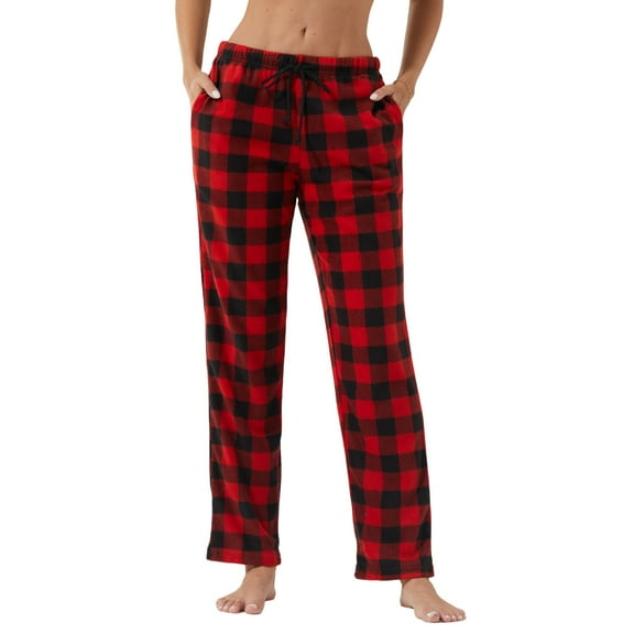 LANBAOSI Womens Pajama Pants Soft Fleece Plaid PJ Bottoms For Women with Pockets Loungewear Size M