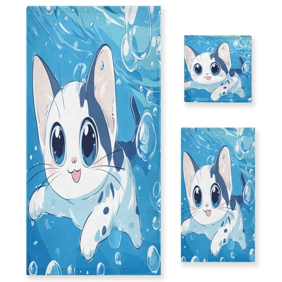 BZSMCE 3piece Bath Towel Sets Hand Bath Towels Fashion Bubbly Aquatic Explorer Printed Towel Sets