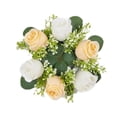 thumbnail image 4 of Anillo de vela floral artificial, corona de vela, corona de rosas pequeñas, anillo de vela de flor sintética, portavelas para cena fiesta en casa Champán, 4 of 8