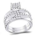 thumbnail image 2 of Solid 10K White Gold His and Hers Real Natural Diamond Trio Three Rings Set Square Matching Rings Wedding Band Set 1/2 Carat - ( .55 Cttw ) - Ladies Size 5 - Mens Size 11.5, 2 of 7
