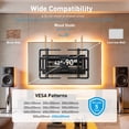 thumbnail image 2 of MountFTV Full Motion TV Wall Mount with Music-Sync RGB Light for 42-90" TVs up to 150 lbs, Fits 24″/16″ /12″ Wood Studs, Max 600x400mm, TV Wall Mount Bracket with Dual Articulating Arms, Swivel, Tilt, 2 of 8