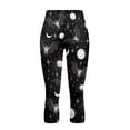 thumbnail image 4 of SCRAWLGOD Halloween Bat Star Moon Black Capri Leggings for Women Slim Soft High Waisted Capri Leggings with Pockets for Women Casual Active Tummy Control Yoga Pants, 3XL, 4 of 7