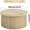 thumbnail image 2 of Lift Top Coffee Table with Storage, Round Coffee Tables for Living Room, 34.6'' Farmhouse Fluted Coffee Table, Wood Center Table with Large Hiddern Storage Compartment (Wood Color), 2 of 8