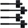 thumbnail image 1 of XISOBO 4 Pack Magnetic Curtain Rods for Metal Doors Multi-Use Adjustable Rods Tool Free for Iron and Steel Place 1/2" Diameter, with Petite Ball Finials (9"-16", Black), 1 of 6