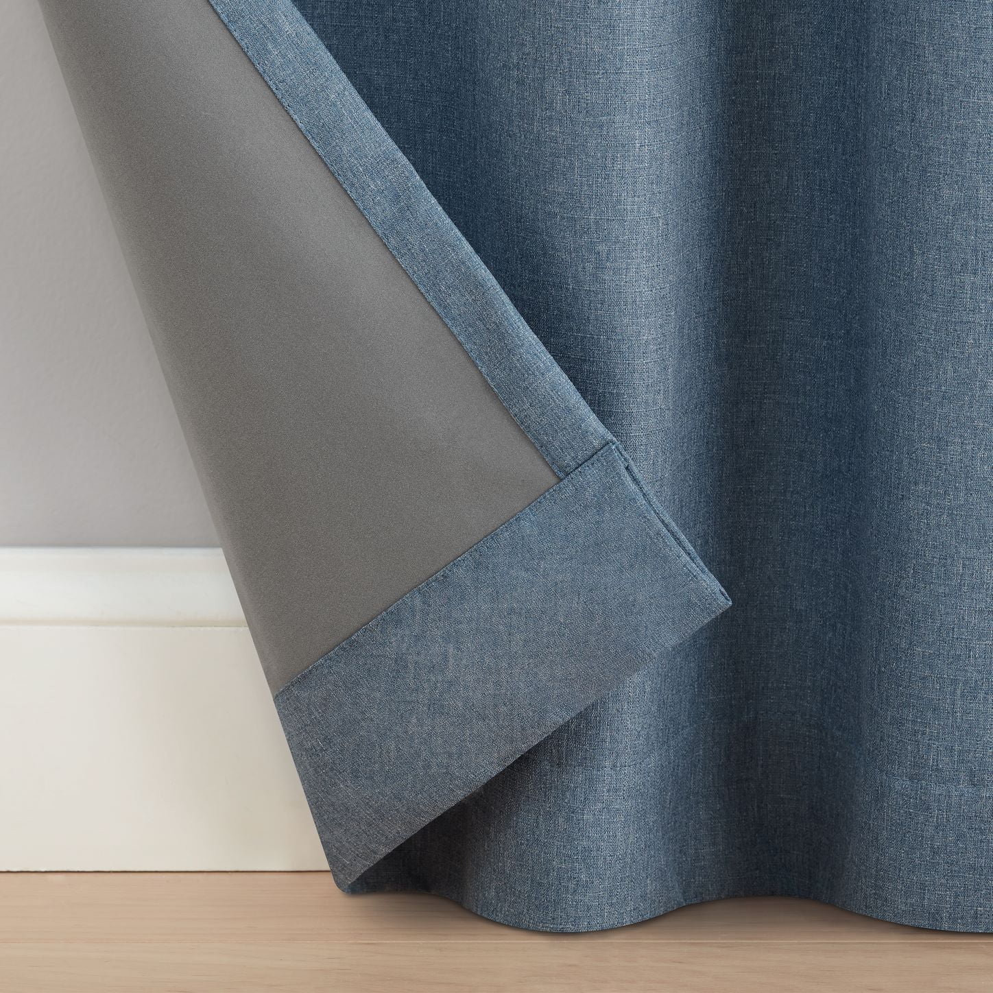 Eclipse Cannes Magnitech 100% Blackout Curtain, Rod Pocket Window Curtain Panel, Seamless Magnetic Closure, 63 in long x 40 in wide, (1 Panel), Denim Blue