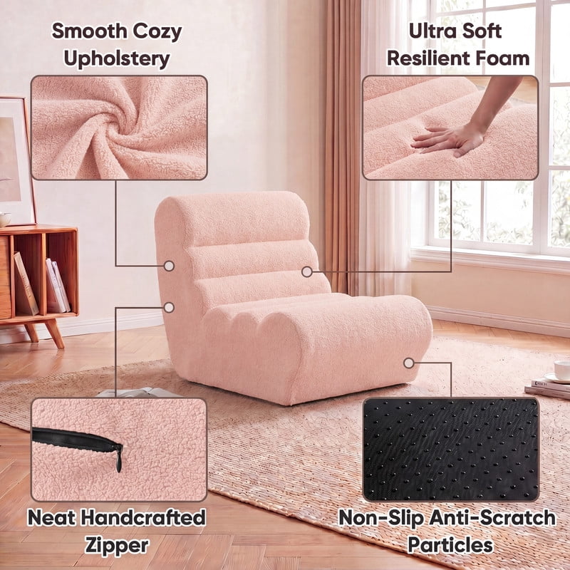Lacoo Bean Bag Sofa for Adults - Ultra-Soft Lounge Sofa with High-Density Foam Fill, Cozy Floor Chair for Living Room, Bedroom & Dorm,Pink