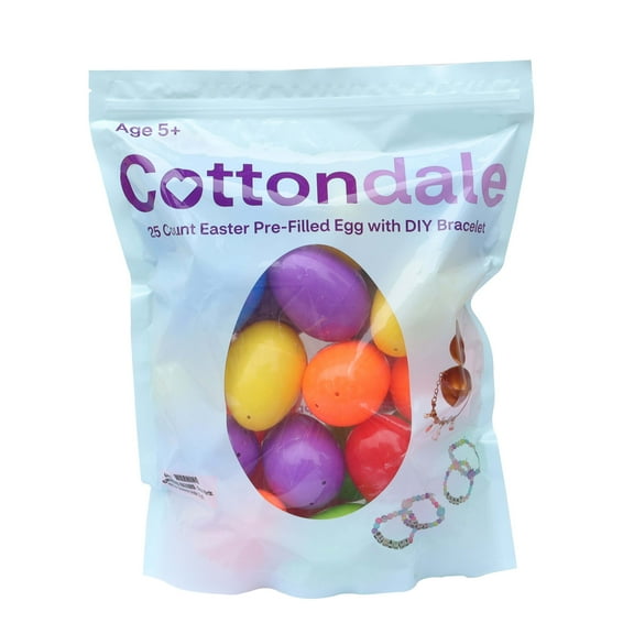 Easter Egg Hunt Eggs Pre-Filled with DIY Bracelets - 24 ct Plastic Eggs