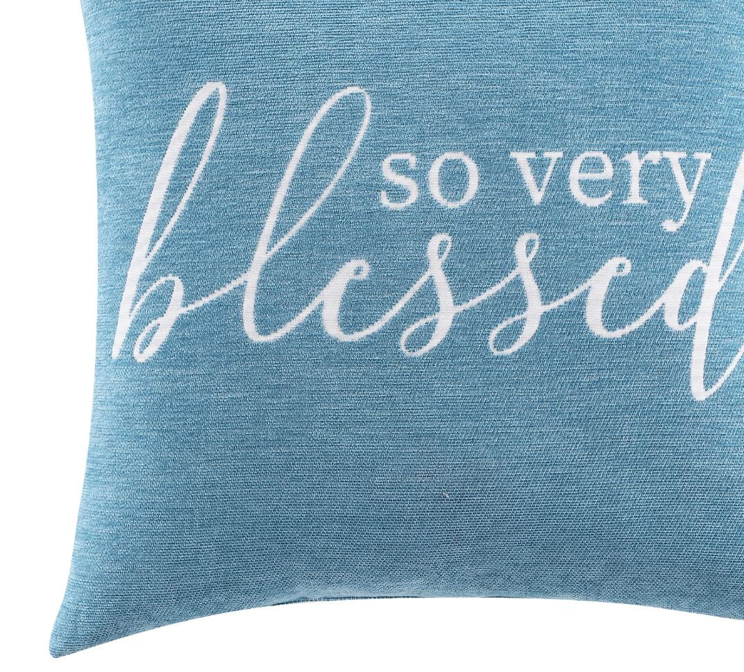 Monogram Throw Pillow with Sayings Grateful Thankful Blessed, Blue Couch  Pillow, Accent Pillow, Personalized Holiday Pillow Cover - PIL175
