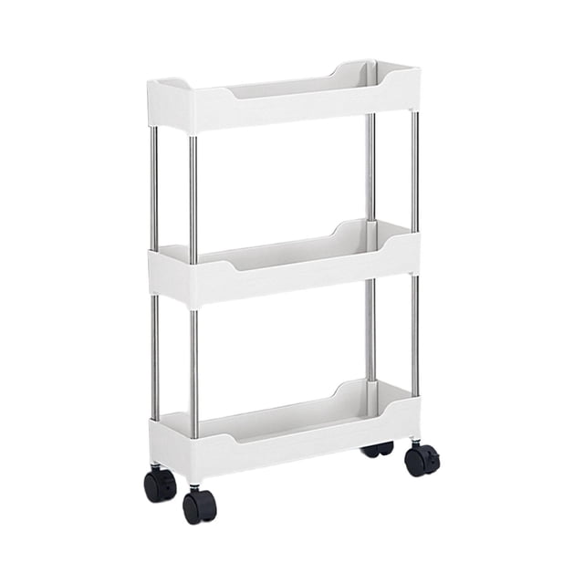 Carro de almacenamiento delgado, carrito rodante, soporte para frutas, carrito de almacenamiento deslizante, carrito organizador de baño para oficina, 3 capas simples