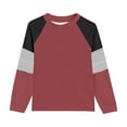 thumbnail image 6 of Thetops Toddler 3T Watermelon Red Raglan Sleeve Top - Color Block Stripe Detail, Polyester Spandex, Pockets, Long Sleeve for Daily/School Wear, 6 of 6