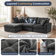 thumbnail image 4 of LazySunsets 112" Oversized Modular Sectional L Shaped Sofa, Wide & Deep Seat Boneless Cloud Couch With Multi-Purpose Round Pillow, No Assembly (Gray), 4 of 6