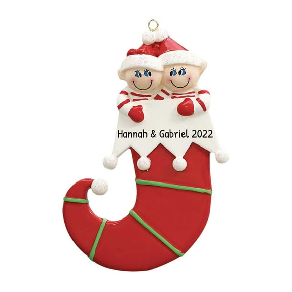 Personalized Christmas Stocking Couple Ornaments 2024-Elf Couple First Christmas-Ornaments by Elves