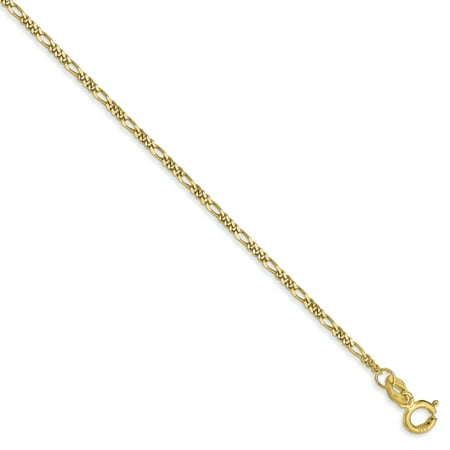 10k Yellow Gold 1.25mm Flat Link Figaro Necklace Chain Pendant Charm