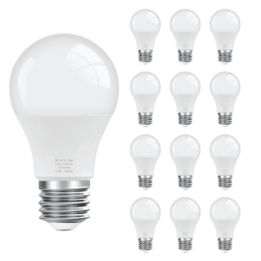 12 Pack 13W A19 LED Light Bulbs, 100 Watt Equivalent LED Bulbs, 5000K Daylight LED Bulbs, 1500LM, Standard E26 Medium Base, Bright White Light Bulbs Indoor, Non-Dimmable, LED Light Fixtures