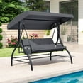thumbnail image 2 of Costway 3-Seat Patio Swing with Canopy with Removable Cushions & Side Pockets Stand Gray, 2 of 11