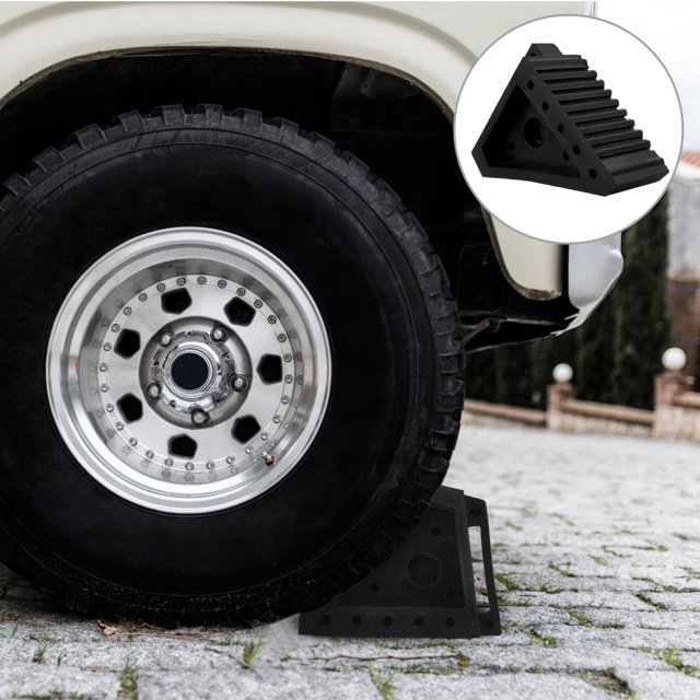 HONMEET 1Pcs Black Rubber Wheel Chock For Car And Truck Tire Stabilization