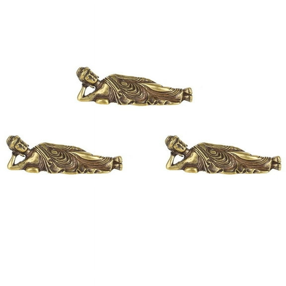 3X Mini Retro Golden Lying Buddha Statue Buddha Sculpture Figurines Copper Pure Brass Home Decoration Buddha