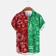 thumbnail image 2 of Mens Manga Corta Botón Abajo Camisas, Cuello de Vuelta Navidad Impresa Blusa, Top de Moda Casual, 2 of 3