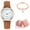 Brown_PU, variant on Women’s Quartz Watch with Bracelet Gift Set, Retro Round Dial Luminous Analog Wrist Watch with Leather Strap, Small Elegant Ladies Watch for Anniversary Birthday Mother’s Day Gift