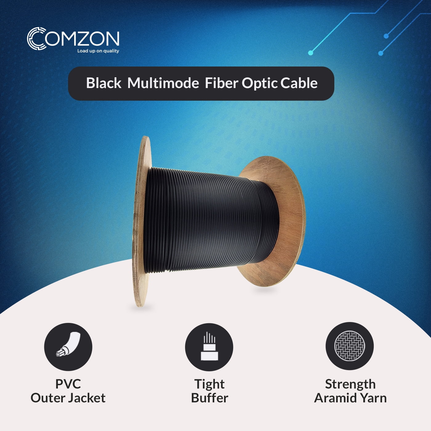 Indoor/Outdoor Fiber Optic Cable, 12-Strand Fiber Multimode OM1 62.5/125 Micron, Riser Rated, Black, 1000 feet