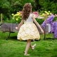 thumbnail image 6 of Sngxgn Girl's Dresses Button up Long Sleeve Casual Sundress A-line Dress(Yellow,5Y), 6 of 9