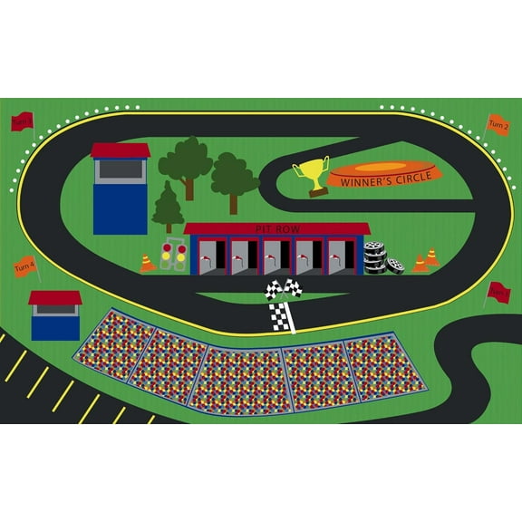 KidCarpet.com Racetrack Rug 4' X 6' Rectangle, Multicolored Kids Racetrack Carpet for Nursery, Classroom, Bedroom, Daycare | Floor Playroom Rug Makes a Fun Educational Gift Idea for Boys & Girls