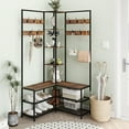 thumbnail image 3 of Corner Hall Tree with Shoe Rack Storage Bench Display Open Shelves Modern Industrial Entryway Coat Rack Stand for Home Living Room Mudroom Bedroom Multifunctional 5 in 1 (Rustic Brown), 3 of 8