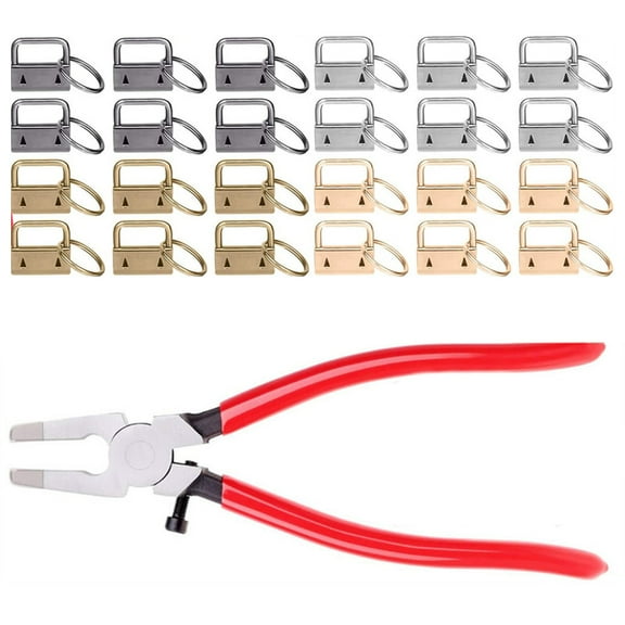 Milue 40pcs 25mm for Key Fob Keychain Hardware with Pliers Tool for Wristlet for Key Lanyard Making Install Supplies