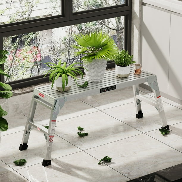 KUUFER 225 lbs Capacity Work Platform Aluminum Step Ladder, Portable