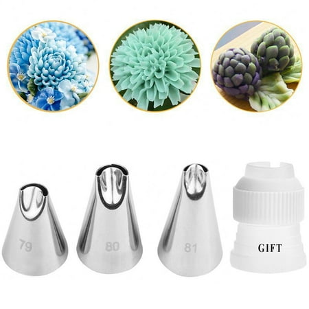 

4pcs #79#80#81 Pastry Tools Stainless Steel Plumbing Icing Nozzle Cupcake Head Dessert Decorator Cupcake Tips Baking Accessories