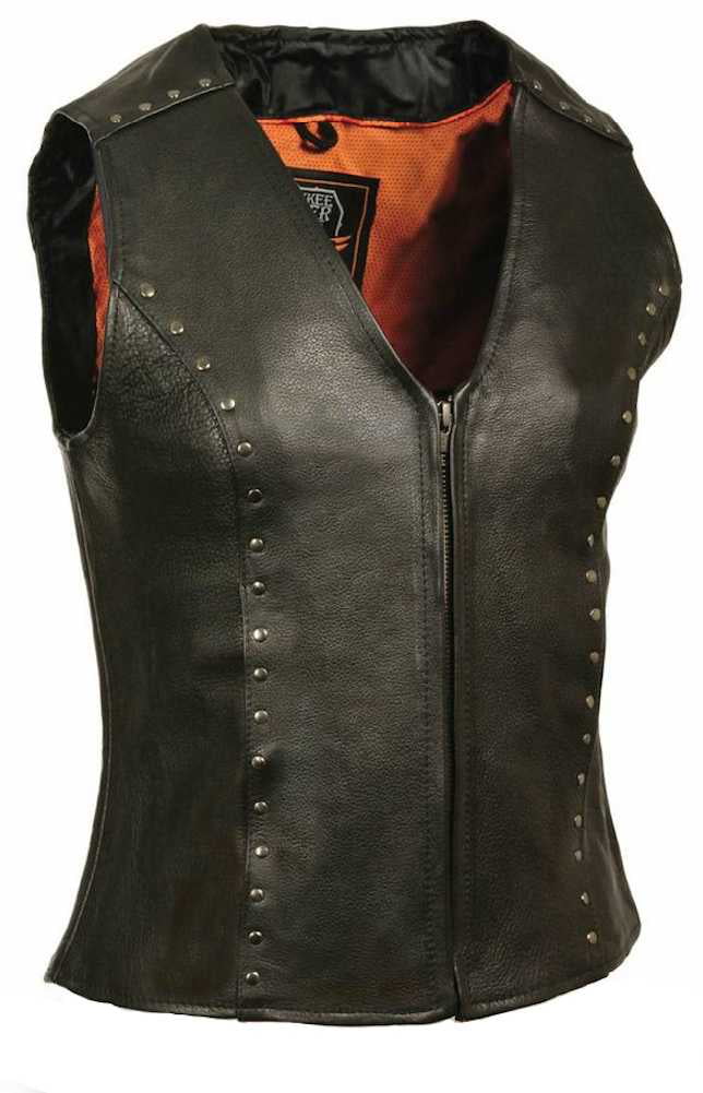 Black, X-Large Milwaukee Leather Womens 1.2 mm Premium Leather Basic Vest 