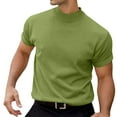 thumbnail image 2 of Mens Shirts Solid Color Short Sleeve Crew Neck Casual Slim Fit Spring Business Work Classic Fit Green Men T Shirts, 2 of 5