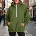 thumbnail image 6 of Vivianyo HD Women's Half Zip Hooded Sweatshirt, Roomy Long Sleeve Pullover with Pockets, Fall Warm Fleece Hoodie for Weekend Walks and Home Lounging, Sizes S-2XL, 6 of 6
