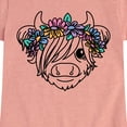 thumbnail image 3 of Instant Message - Highland Cow Flower Crown - Toddler And Youth Girls Short Sleeve Graphic T-Shirt, 3 of 6