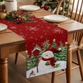 thumbnail image 5 of Red Snowman Christmas Cotton Linen Table Runner for Dining Kitchen, Green Xmas Tree Snowflake Winter Wedding Outdoor Party Tablerunners Decoration, Dresser Scarf Coffee Tablecloth Runners 13"x36", 5 of 9