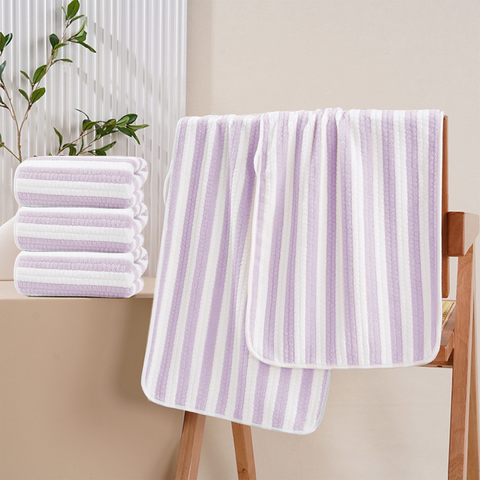 Face Towels Set Soft Absorbent Quick Dry Stripe Washcloth Plush Durable Gentle Skin Friendly, High Absorbency Easy Care Multipurpose, for Bathroom Home Travel Gym Spa for Adults Women Men