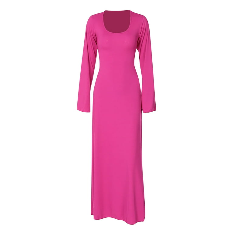 hot pink long sleeve lace dress Lace Flounce Sleeve Maxi Dress Fuchsia Red