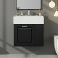 thumbnail image 2 of 21.8 inch Bathroom Vanity with Sink, Wall Mounted Floating Cabinet, One big Drawer, Adjustable Shelf, Toilet Paper Holder, Soft-Close System, Black, 2 of 9