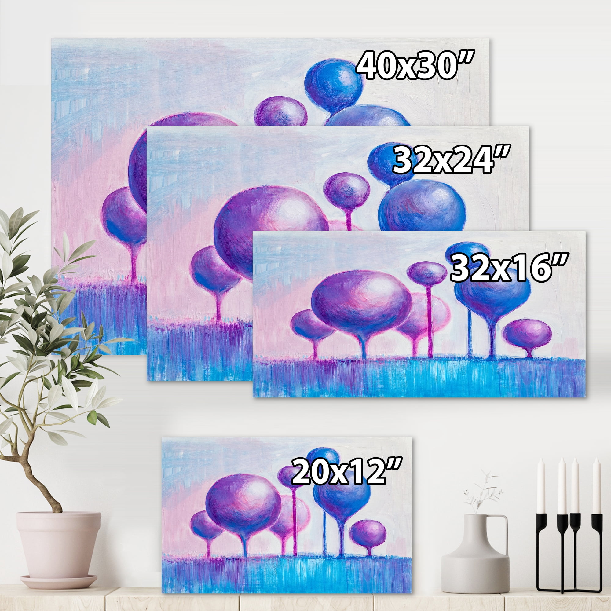Designart ' Ornamental Colourful Trees I ' Modern Canvas Wall Art Print