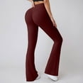 thumbnail image 2 of DHFJKG High Waist Flared Yoga Pants For Women Seamless Stretchy Workout Leggings Fitness Running Athletic Summer Versatile Trousers, 2 of 6