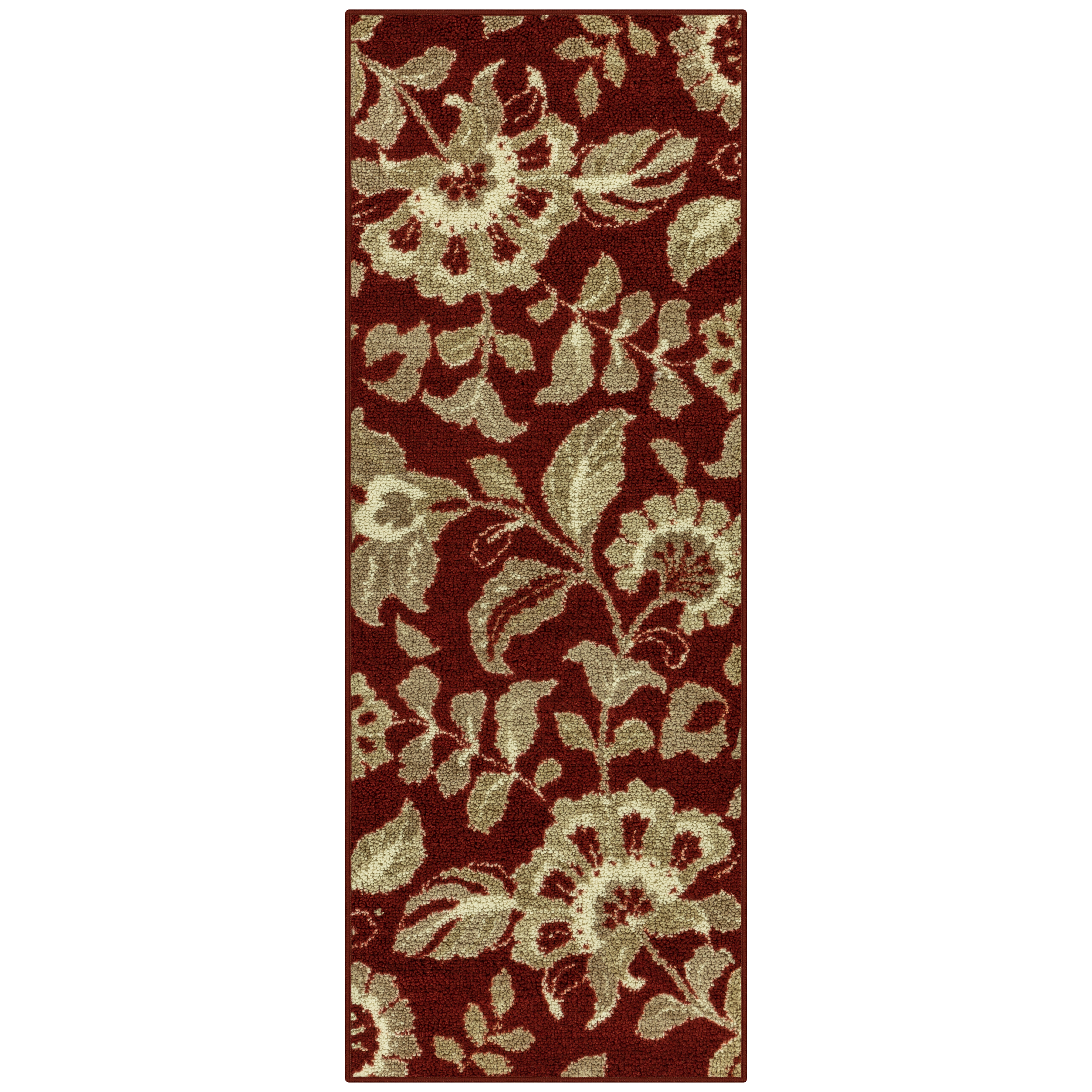 Mainstays Machine Washable Oversized Floral Runner Rug, Red, 1'10"x5