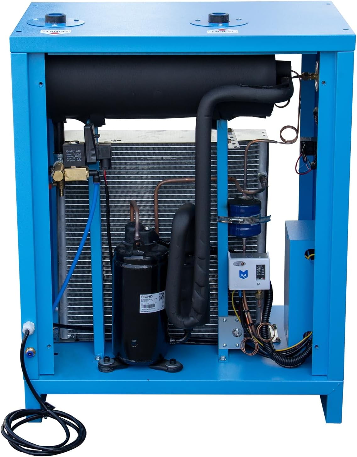 HPDMC Industrial Heavy Duty Refrigerated Air Dryer – 105 CFM, 0.885 KW, 220V For 30HP Rotary Screw Compressors – R134a Cooling System – Removes Moisture, Oil, Dust for Workshops, Factories, CNC