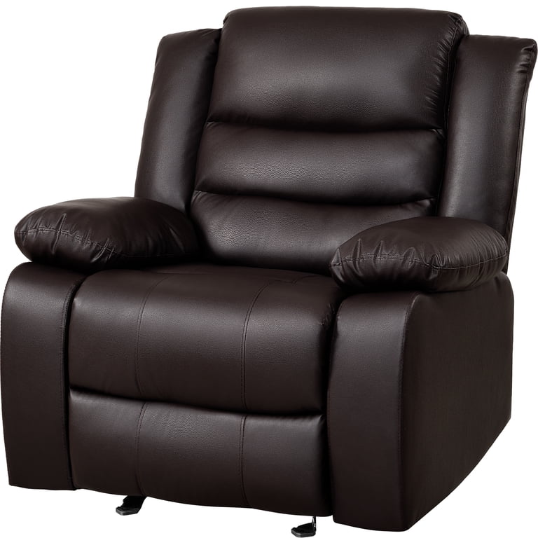 TrumanPick Rocking Recliner Chair, Brown Leather Oversized photo 2