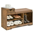 thumbnail image 1 of Costway 2-tier Shoe Bench Storage Shoe Rack Organizer Cabinet with Cushion for Entryway, 1 of 10