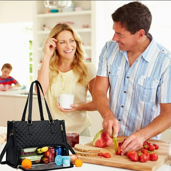 19L Insulated Picnic Bag Shoulder Crossbody with Aluminum Foil Large Capacity Waterproof Lunch Tote Outdoor Activities Leak Proof Compartment Organized