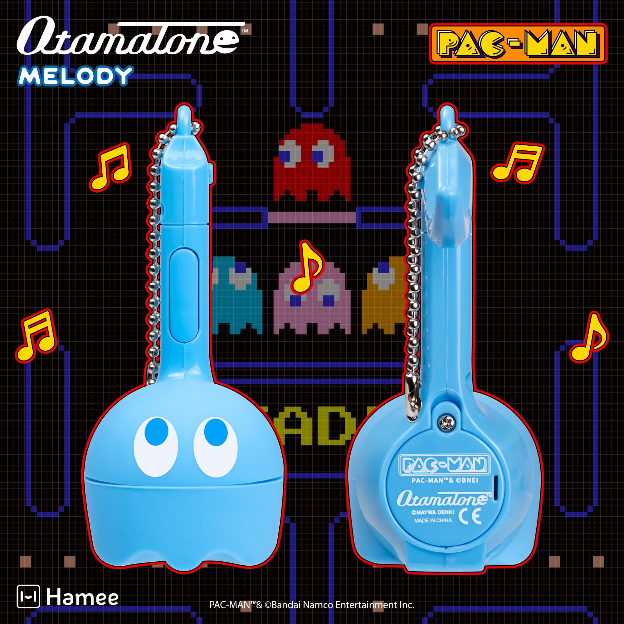 Otamatone Melody Original PAC-MAN Electronic Portable Music Toy Player Synthesizer from Japan by Maywa Denki Officially Licensed Merchandise with English Instructions Keychain Accessory - Inky